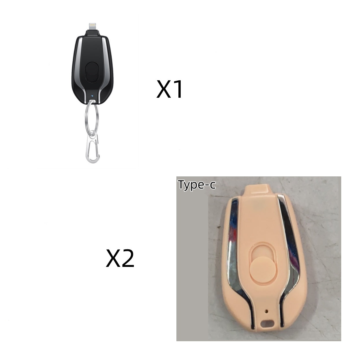 1500mAh Mini Power Emergency Pod Keychain Charger With Type-C Ultra-Compact